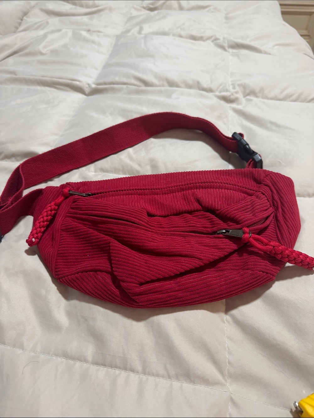 Everyday Red Ribbed corduroy Crossbody Belt Bag